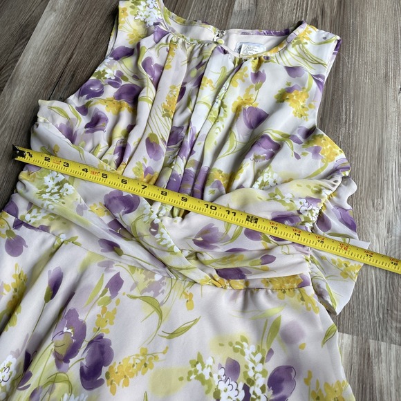 Vintage K Studio Floral Cream Purple Pastel‎ Floweral Long Dress, Size 12 Modest - Picture 6 of 7